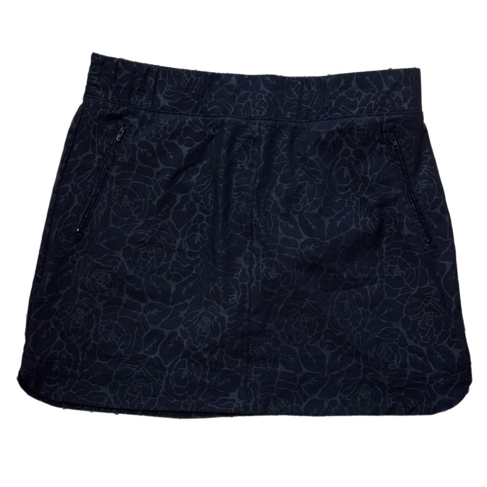 Orvis Skort Athletic Zip Pockets Black Rose Floral Embossed Women's Medium